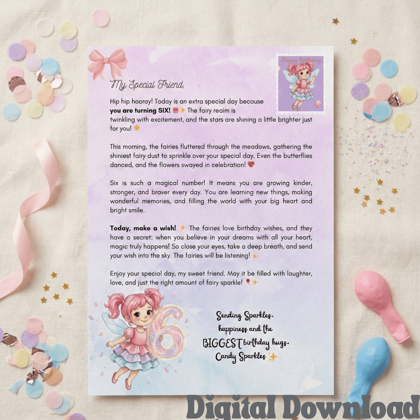 6th Birthday Letter - Magic Fairy Letter - Magic Fairy Post
