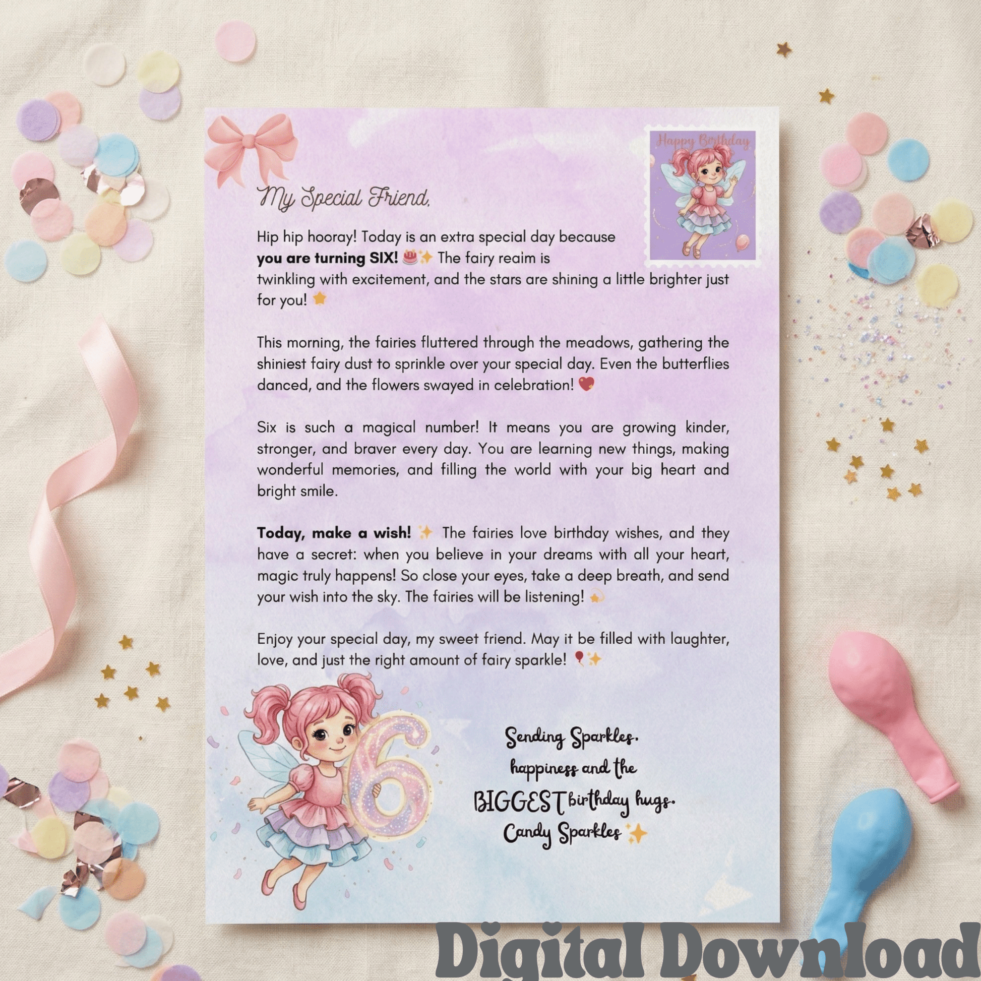6th Birthday Letter - Magic Fairy Letter - Magic Fairy Post