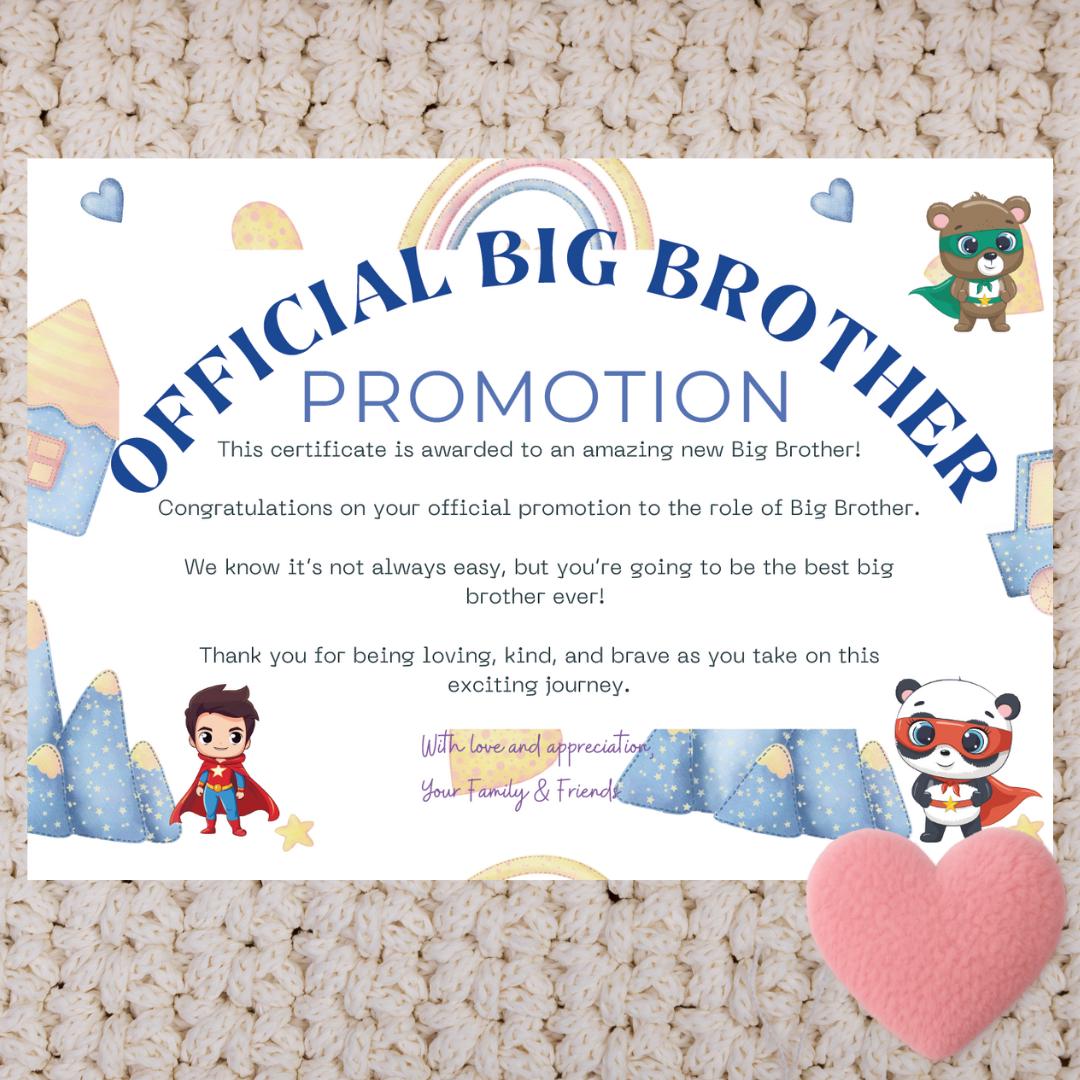 Big Brother Promotion Certificate: Superhero Award (Digital Download) - Magic Fairy Post