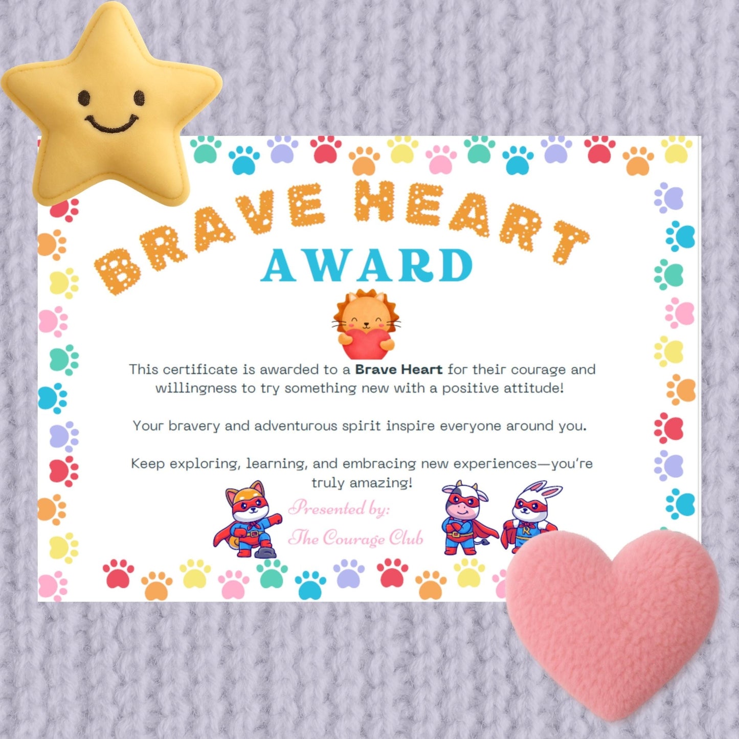 Brave Heart Award - Certificate - Teacher Aid - Reward - Bravery Award - Magic Fairy Post