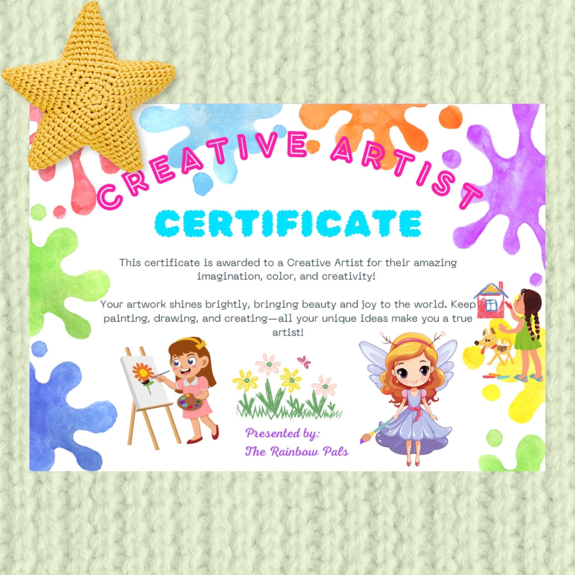 Creative Artist Certificate - Award - Teacher - Reward - Art - Creativity - School - Magic Fairy Post