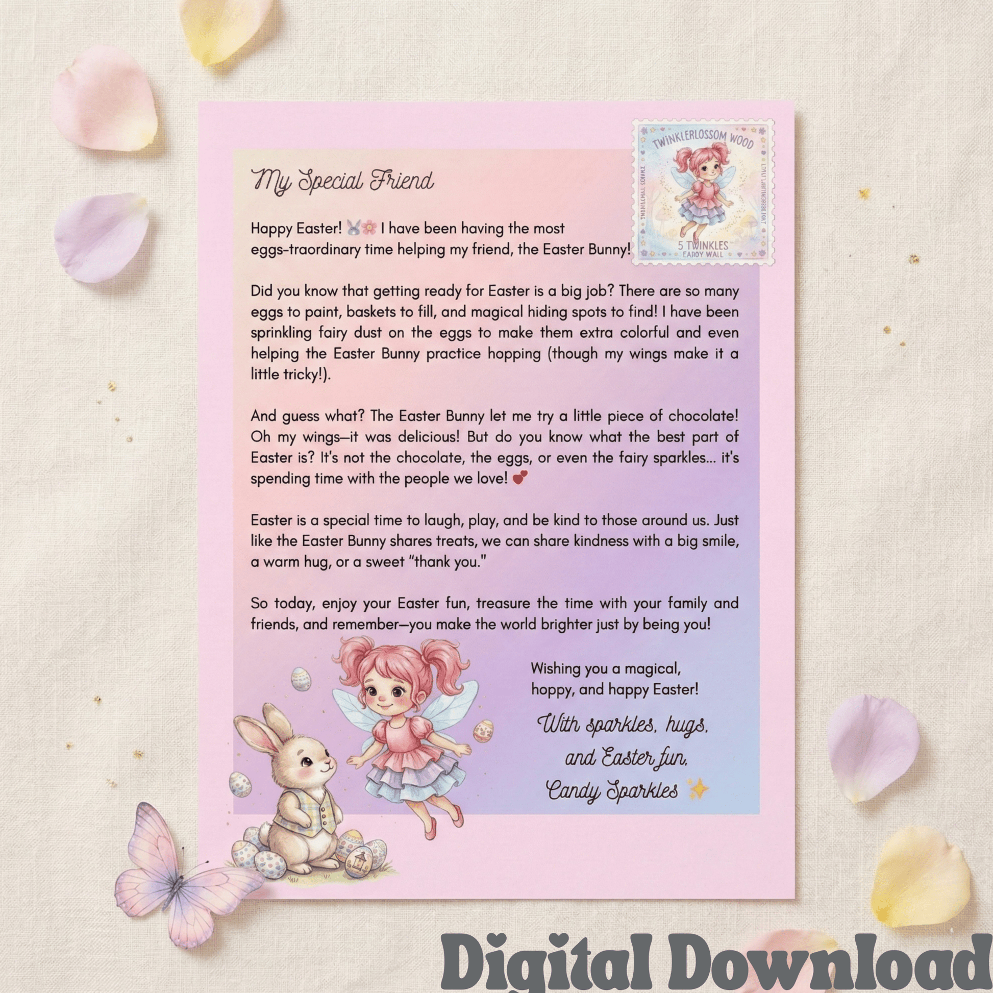 Easter Fairy Letter - Note from Fairy - Magic Fairy - Easter Gift - First Easter - Easter Gift - Magic Fairy Post