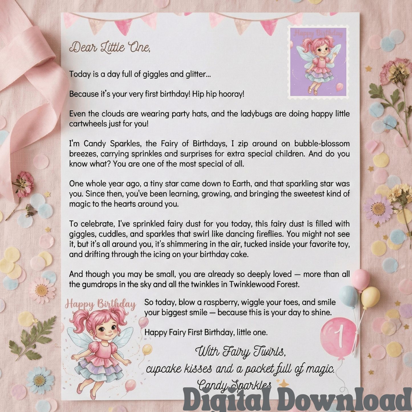 Fairy First Birthday Letter | Magic Fairy Post | Magical Keepsake from Candy Sparkles - Magic Fairy Post