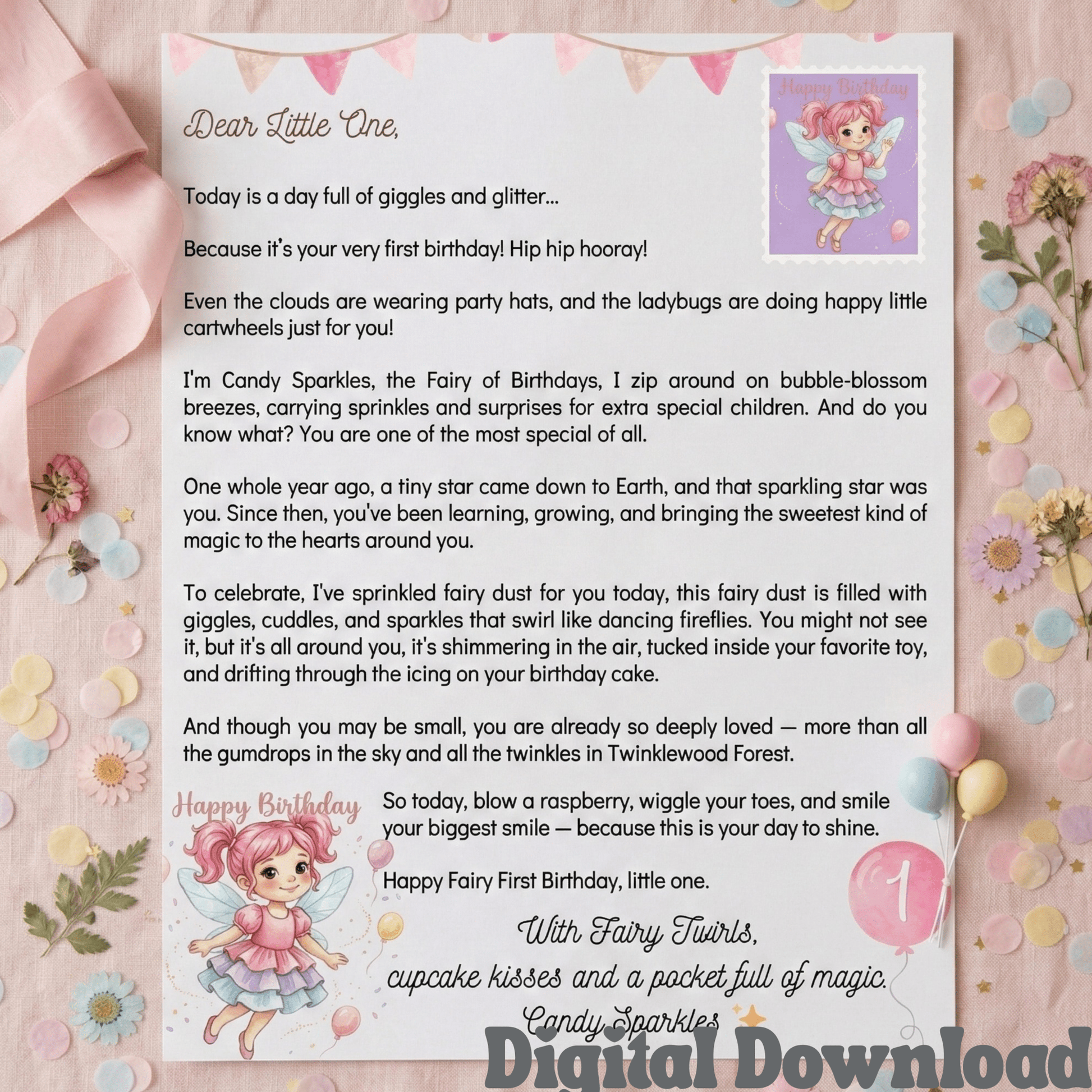 Fairy First Birthday Letter | Magic Fairy Post | Magical Keepsake from Candy Sparkles - Magic Fairy Post