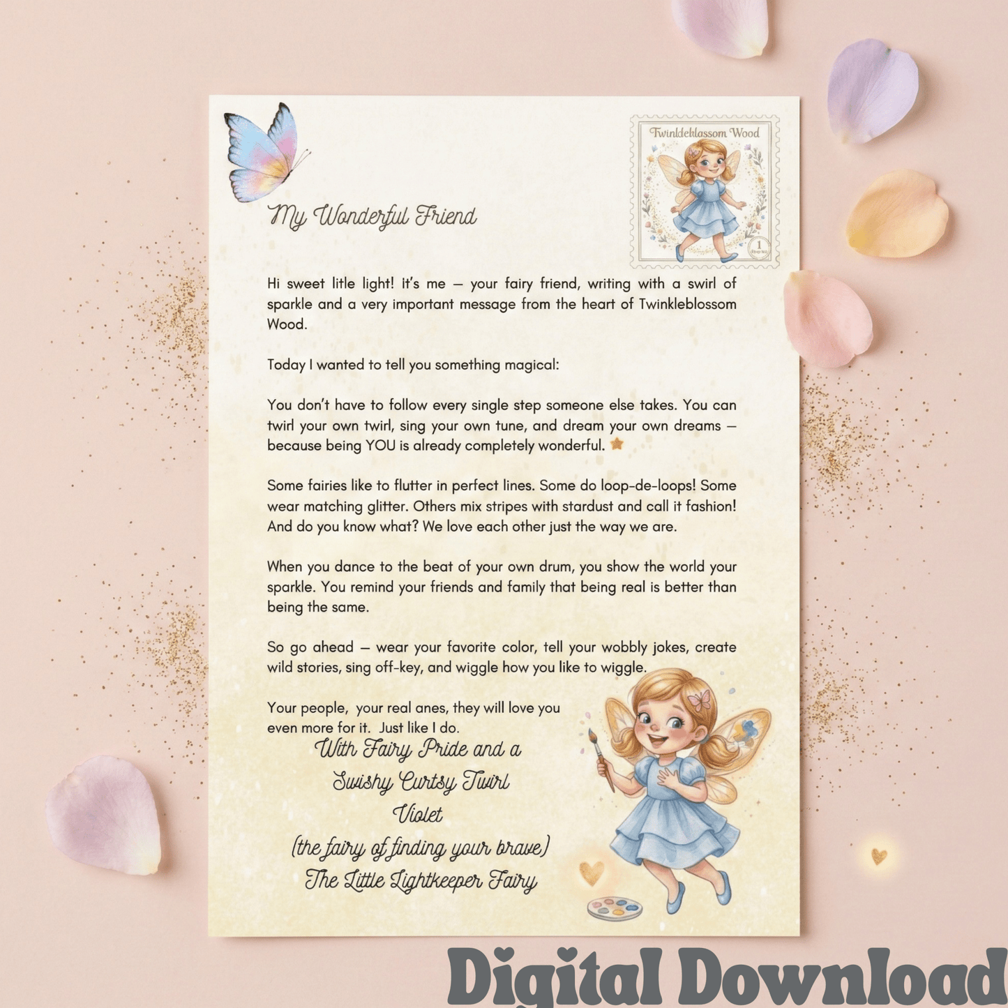 Fairy Letter from Violet: Confidence & Self - Love Note (A4 Digital Download) - Magic Fairy Post