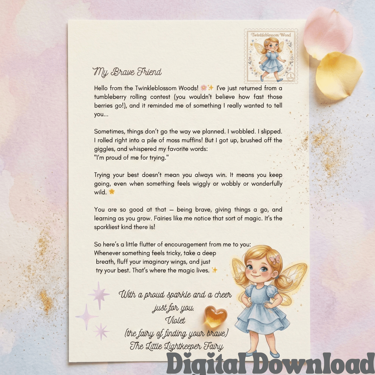 Fairy Letter Printable: Violet's Encouragement, Magic Fairy Post (PDF Download A4 Size) - Magic Fairy Post