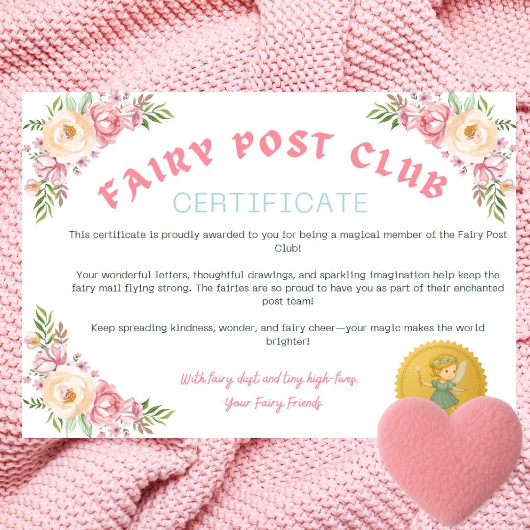 Fairy Post Club Certificate: Kids Reward for Writing (PDF Download) - Magic Fairy Post