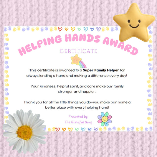 Helping Hands Award Certificate: Printable Kids Reward (Digital Download) - Magic Fairy Post