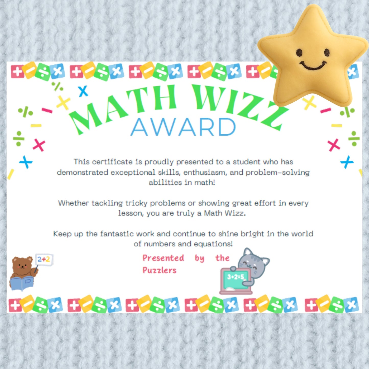 Math Certificate - Teachers Resource - Children learning aids - encouragement
