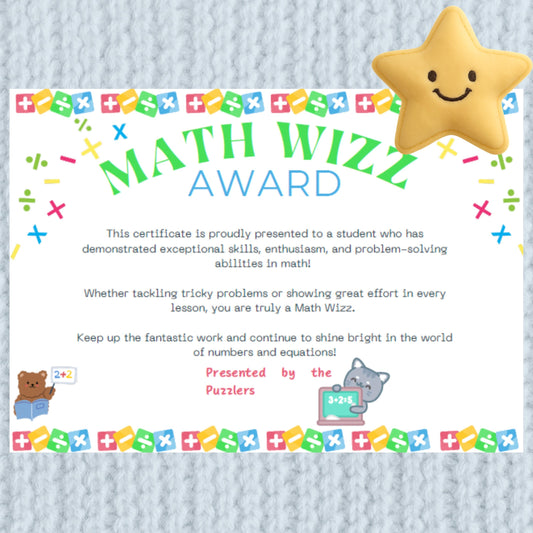Math Certificate - Teachers Resource - Children learning aids - encouragement
