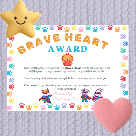 Brave Heart Award - Certificate - Teacher Aid - Reward - Bravery Award