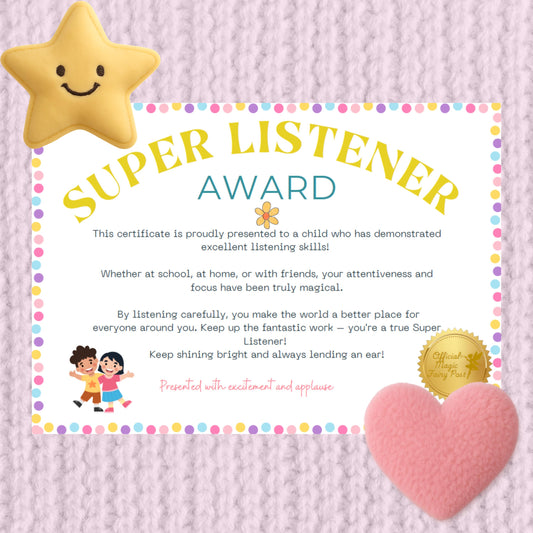 Super Listener Award/Certificate for Children - Parents/Teachers - Reward - Back to School