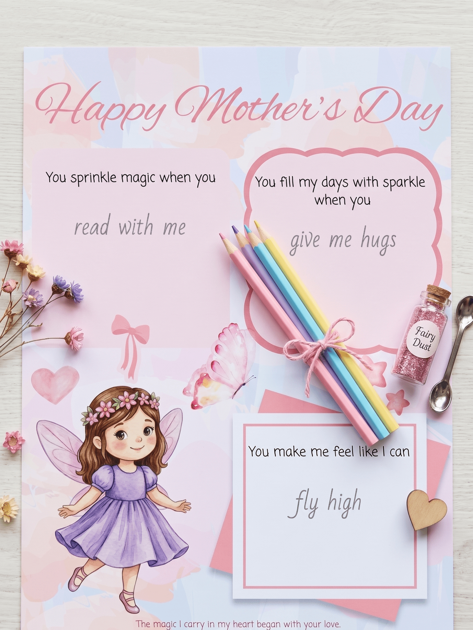 Mother's Day Fairy Printable: Fill - In Card for Mum (Digital Download) - Magic Fairy Post