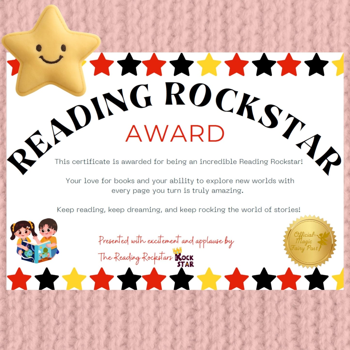 Reading Rockstar Award Certificate for Children/Back to School - Magic Fairy Post