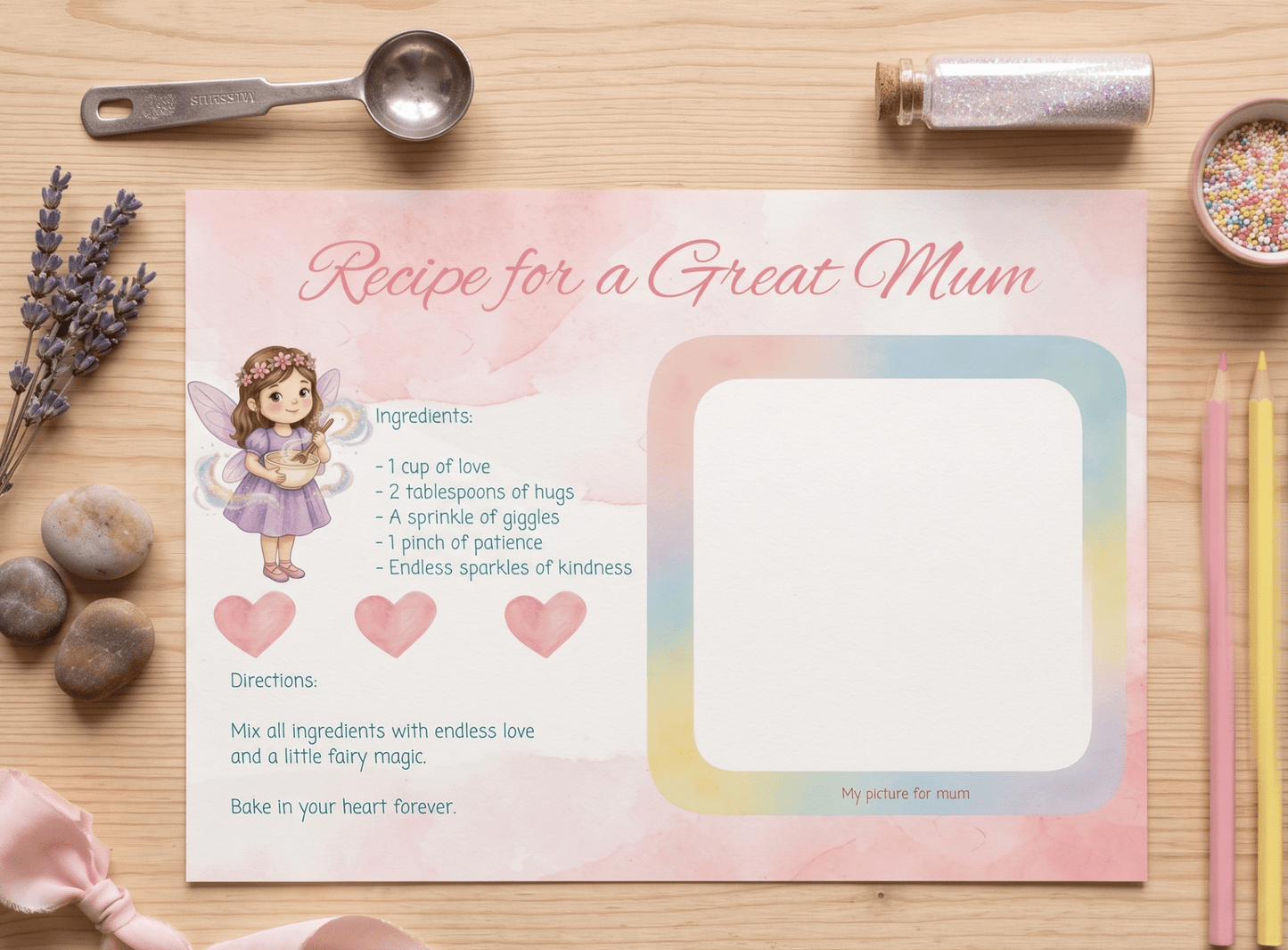 Recipe for a Great Mum - Mothers Day Gift, Print for Mum, Mothers Day, Gift for Mum, Keepsake - Magic Fairy Post
