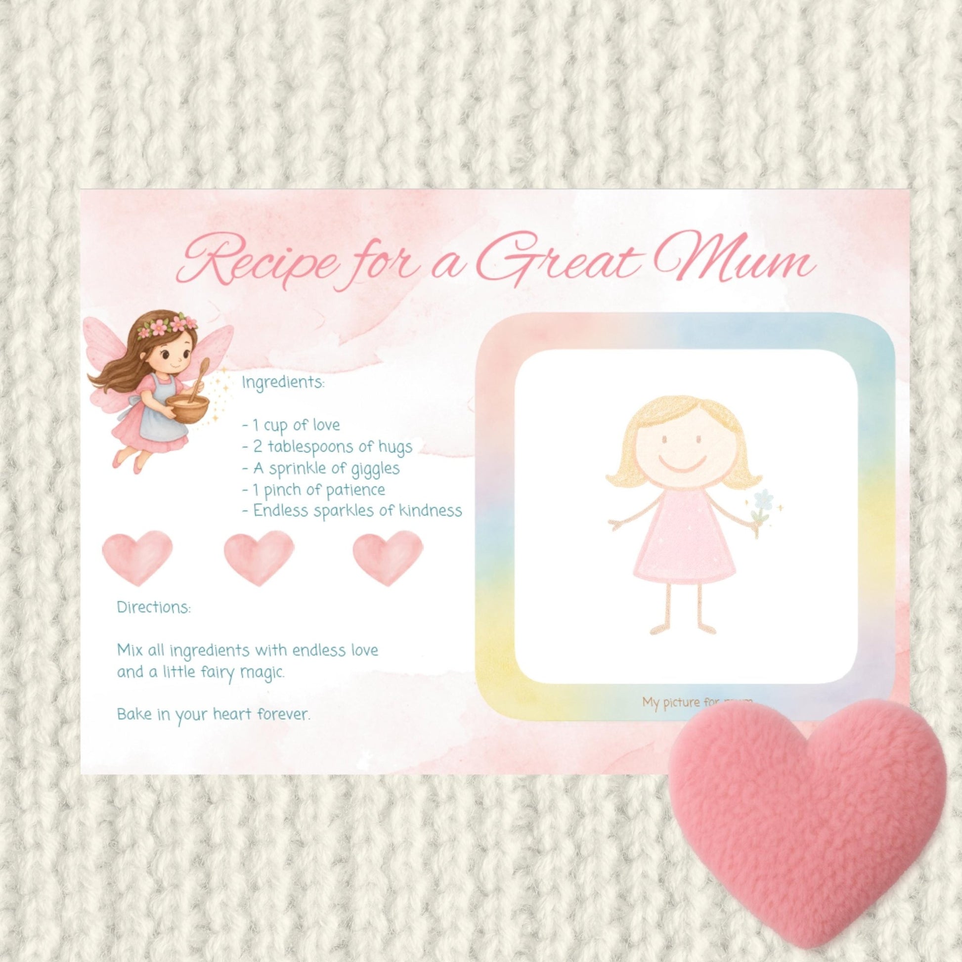 Recipe for a Great Mum - Mothers Day Gift, Print for Mum, Mothers Day, Gift for Mum, Keepsake - Magic Fairy Post