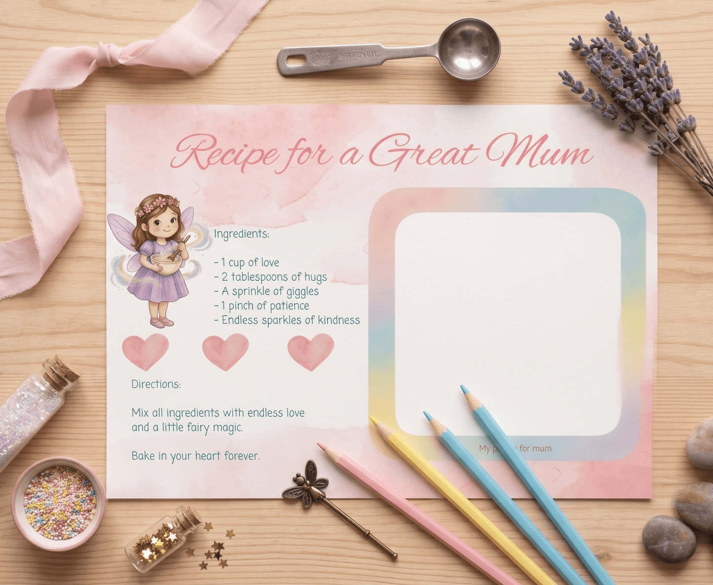 Recipe for a Great Mum - Mothers Day Gift, Print for Mum, Mothers Day, Gift for Mum, Keepsake - Magic Fairy Post