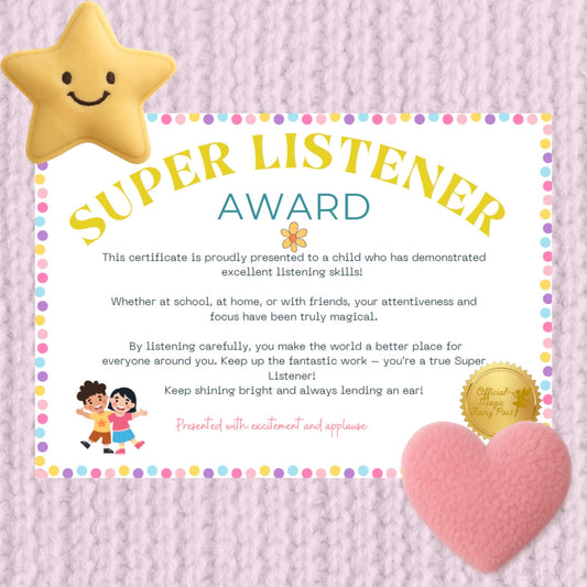Super Listener Award/Certificate for Children - Parents/Teachers - Reward - Back to School - Magic Fairy Post