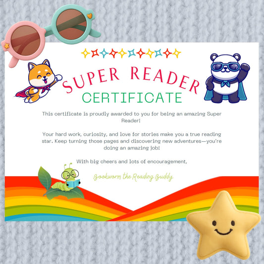 Super Reader Certificate for children to celebrate milestones - bring magic to your childs world - Magic Fairy Post